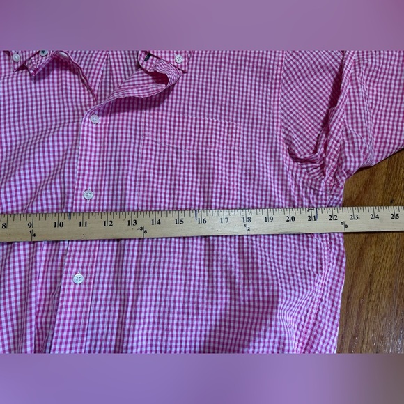 J. McLaughlin Gingham Check Casual Or Dress Shirt Large Pink White - Picture 6 of 9